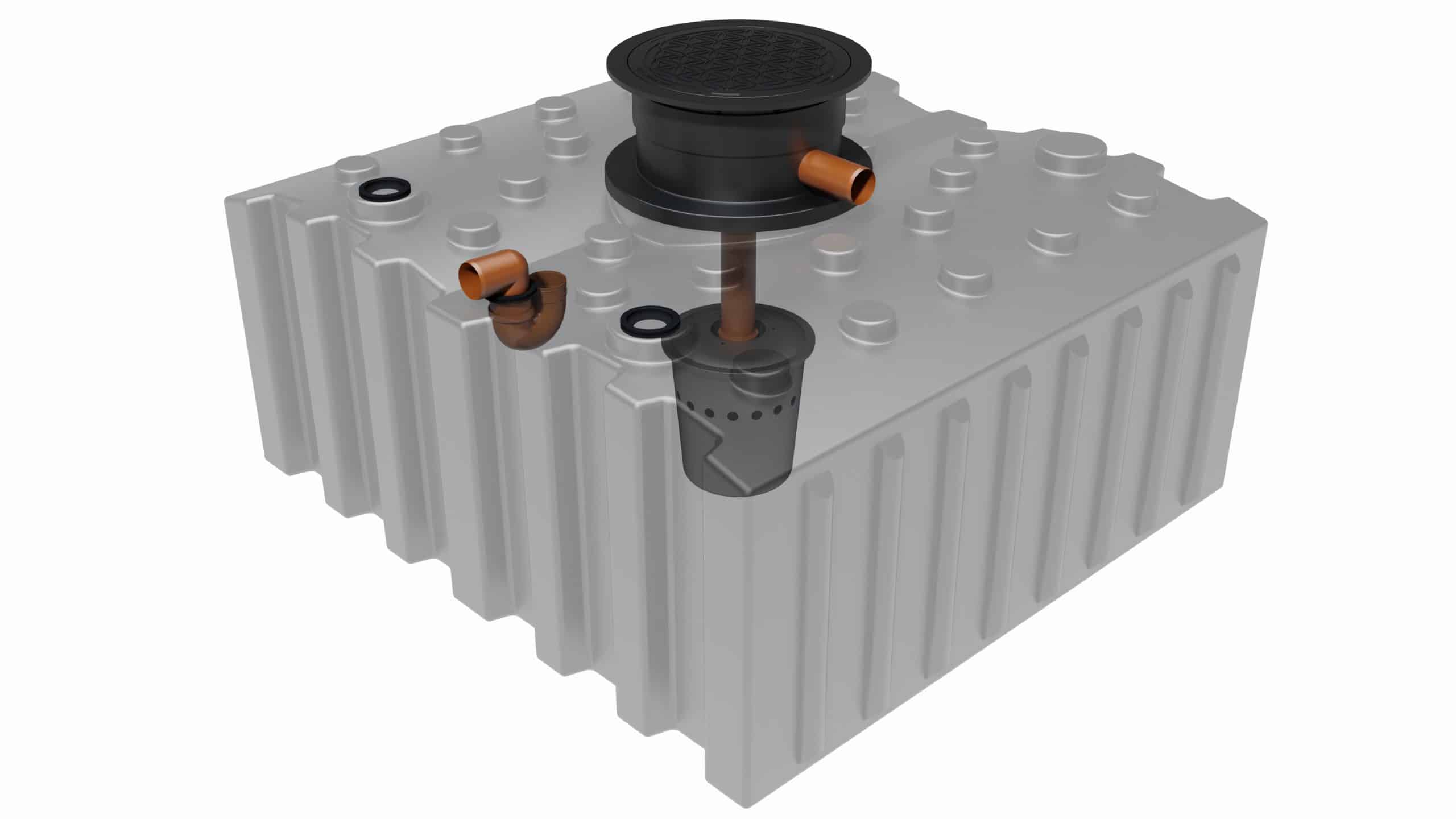 GreenLife Regenwasser-Flachtank 5.000 l mit Biovitor Regenwassertank Bodentank