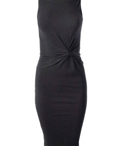 Guess Kleider Knielanges Kleid ERNESTINE KNOT mit Rundhalsausschnitt und Zierknöpfen in Slim Fit