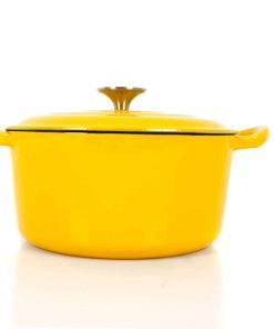Gusseisen Koch- Schmortopf mit Deckel gelb
