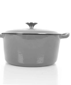 Gusseisen Koch- Schmortopf mit Deckel grau