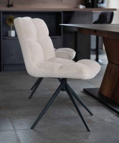 HOME DELUXE Esszimmerstuhl drehbar 4er Set NODA  – Cord Creme