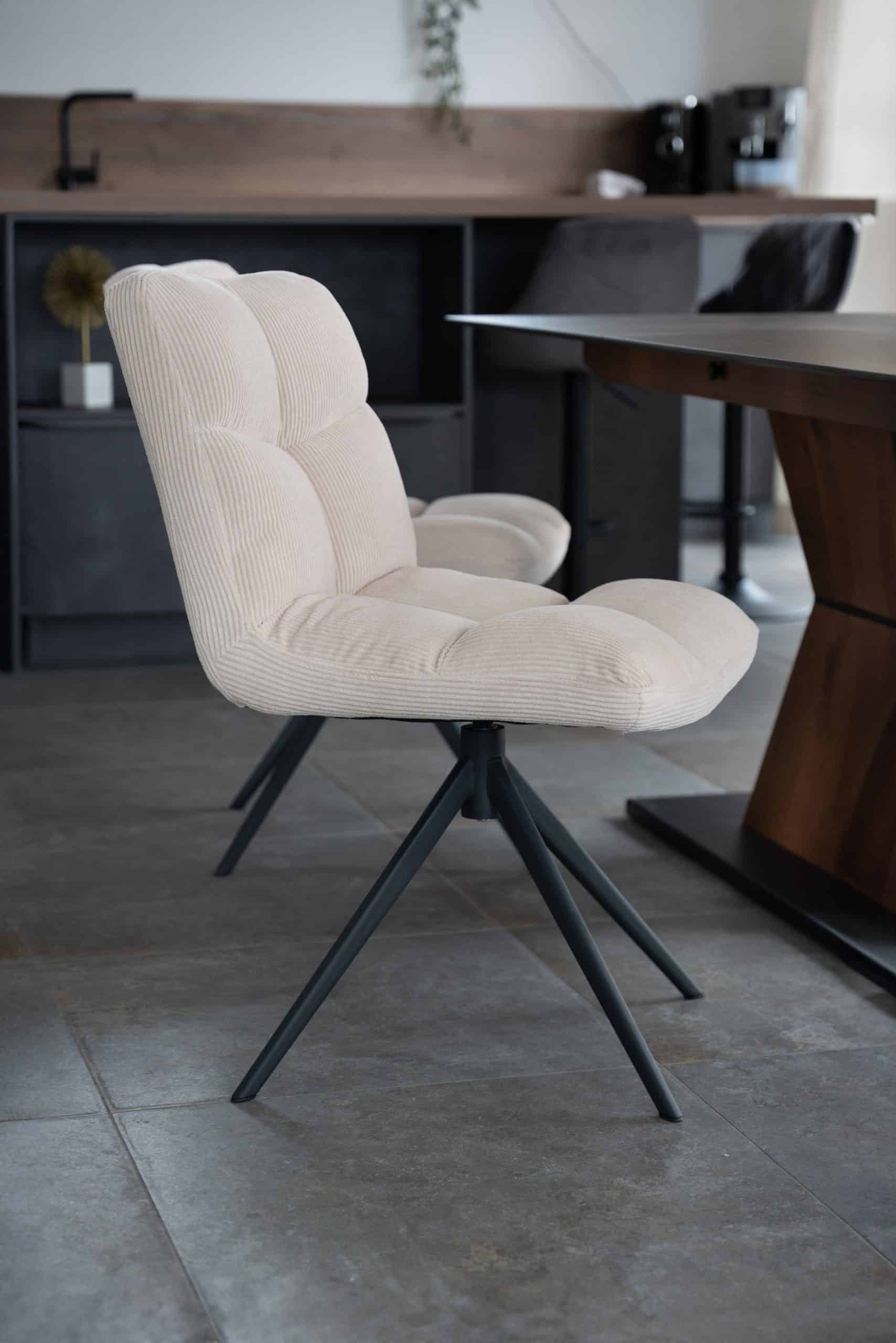 HOME DELUXE Esszimmerstuhl drehbar 4er Set NODA  – Cord Creme