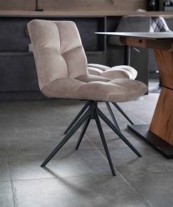 HOME DELUXE Esszimmerstuhl drehbar 4er Set NODA  – Samt Hellbraun
