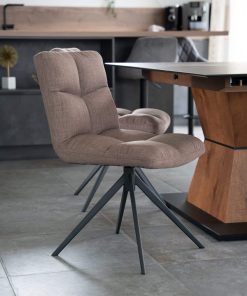 HOME DELUXE Esszimmerstuhl drehbar 6er Set NODA  – Webstoff Grau/Braun