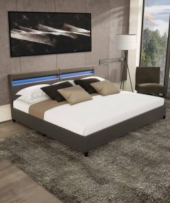 HOME DELUXE LED Bett Nube mit Schubladen 200x200cm - versch. Ausführungen - ohne Matratze - Dunkelgrau