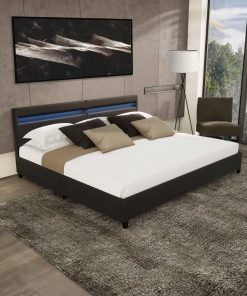 HOME DELUXE LED Bett Nube mit Schubladen 200x200cm - versch. Ausführungen - ohne Matratze - Schwarz