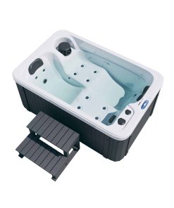 HOME DELUXE Outdoor Whirlpool HORIZON 175 x 115 cm mit Treppe und Thermoabdeckung