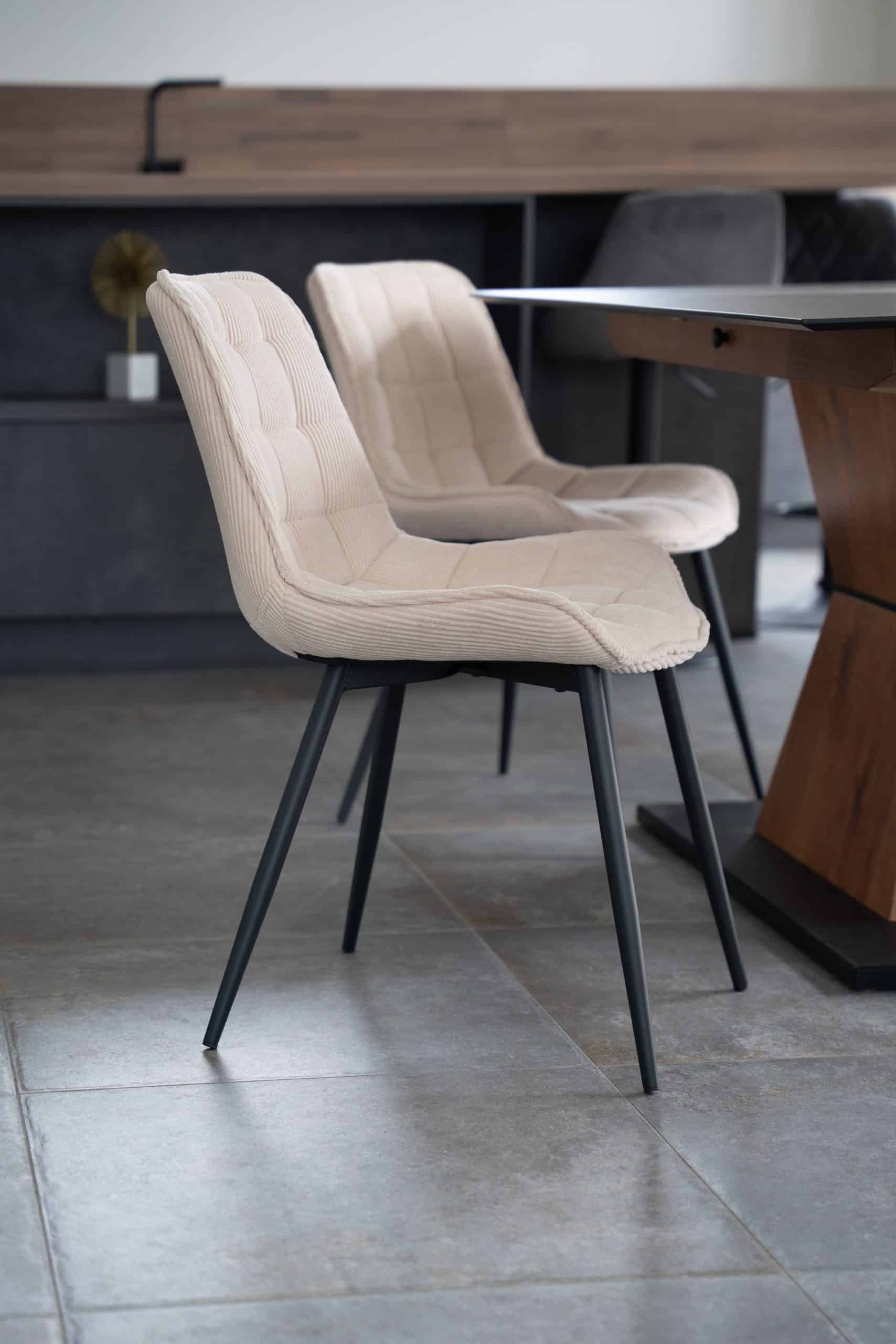 HOME DELUXE Polsterstuhl Esszimmer IKALO - 4er Set - Cord Creme