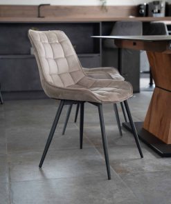 HOME DELUXE Polsterstuhl Esszimmer IKALO - 4er Set - Samt Hellbraun