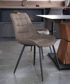 HOME DELUXE Polsterstuhl Esszimmer IKALO - 6er Set - Grau-Braun