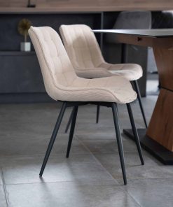 HOME DELUXE Polsterstuhl Esszimmer IKALO - 8er Set - Cord Creme