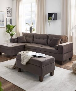 HOME DELUXE Sofa ROM mit Hocker - versch. Farben - Braun