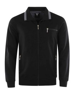 Hajo Jacke Unifarbene Comfort Fit-Sweatjacke Stay-Fresh mit Stehkragen und Brusttasche