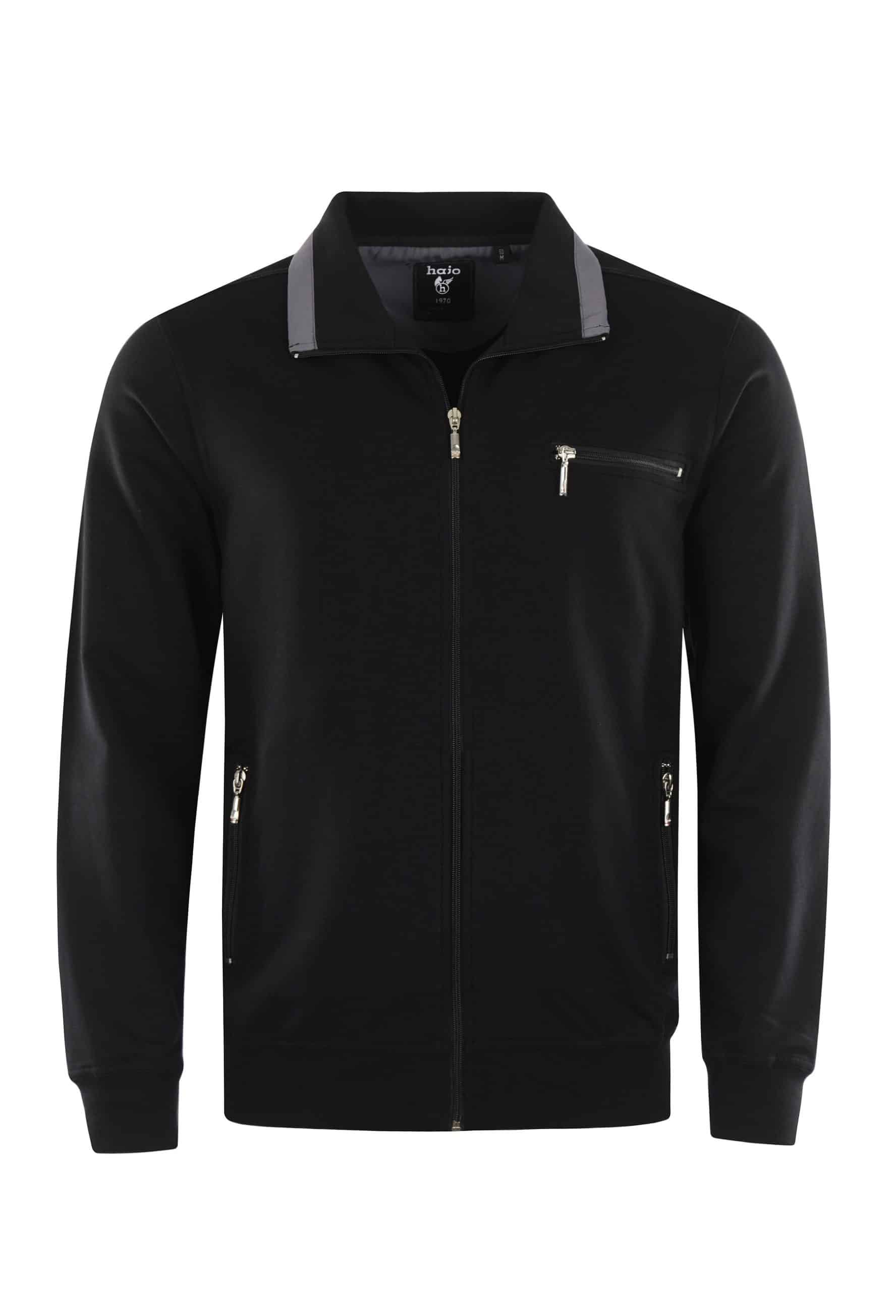 Hajo Jacke Unifarbene Comfort Fit-Sweatjacke Stay-Fresh mit Stehkragen und Brusttasche