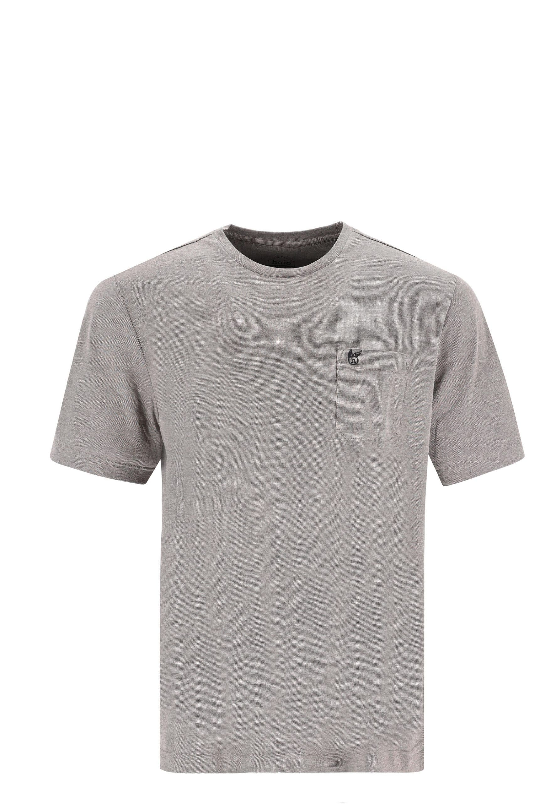 Hajo Shirt Unifarbenes Kurzarmshirt Softknit mit Rundhalsausschnitt und Brusttasche