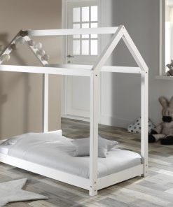 Hausbett Set CABANE mit Matratze -versch. Ausführungen - Liegefläche 70 x 140 cm Kiefer weiß