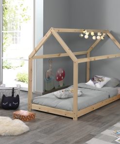 Hausbett Set CABANE mit Matratze -versch. Ausführungen - Liegefläche 90 x 200 cm Kiefer natur