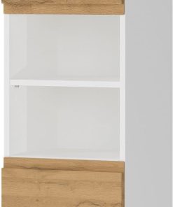 Hochschrank mit einstellbaren Fächern und Schublade