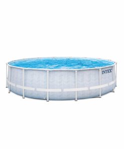 INTEX 26746GN - Frame Pool Set - Chevron (488x122cm) mit Pumpe Leiter Plane Abdeckung