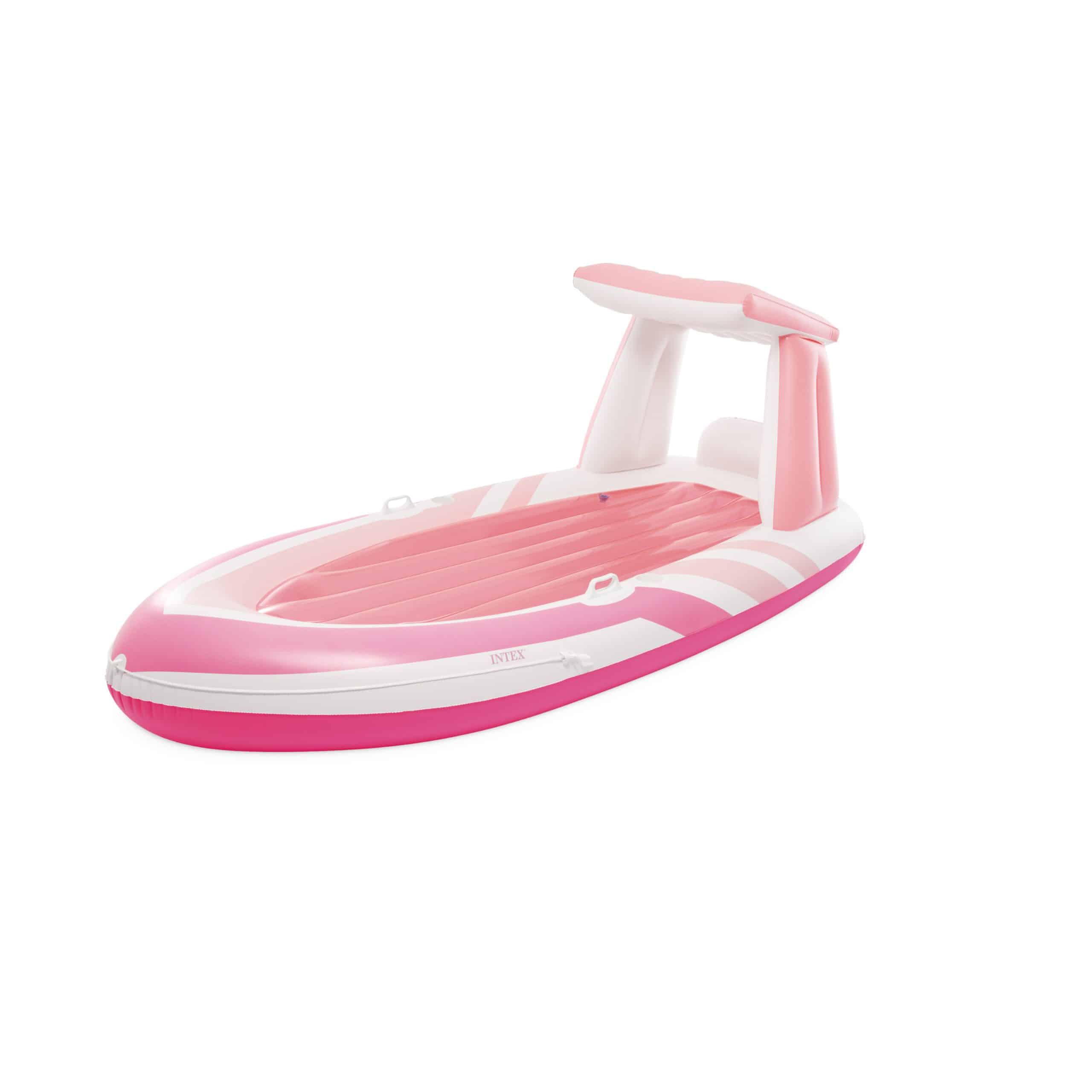 INTEX 57804EU - Luftmatratze - Pink Paradise Boat (244x97x114cm) mit Haltegriffen und Getränkehaltern