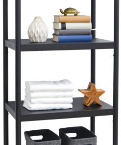 Industrial Design Metallregal 61x41x130 Standregal 4 Ebenen Metall Regal Schwarz
