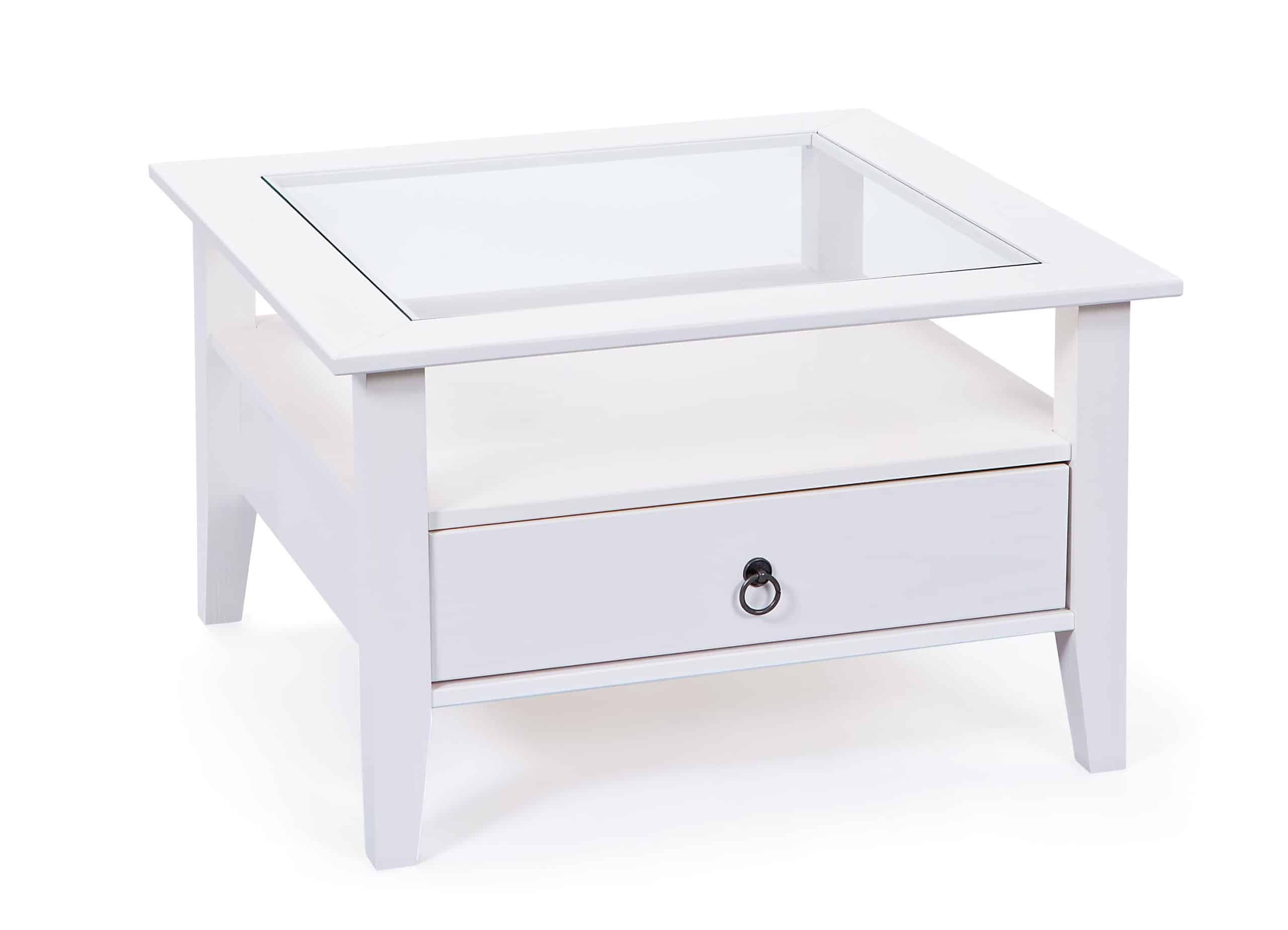 Inter Link Couchtisch Provence mit 1 Schublade aus Kiefer Massivholz - Weiss