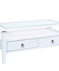 Inter Link Couchtisch Provence mit 2 Schubladen aus Kiefer Massivholz - Weiss