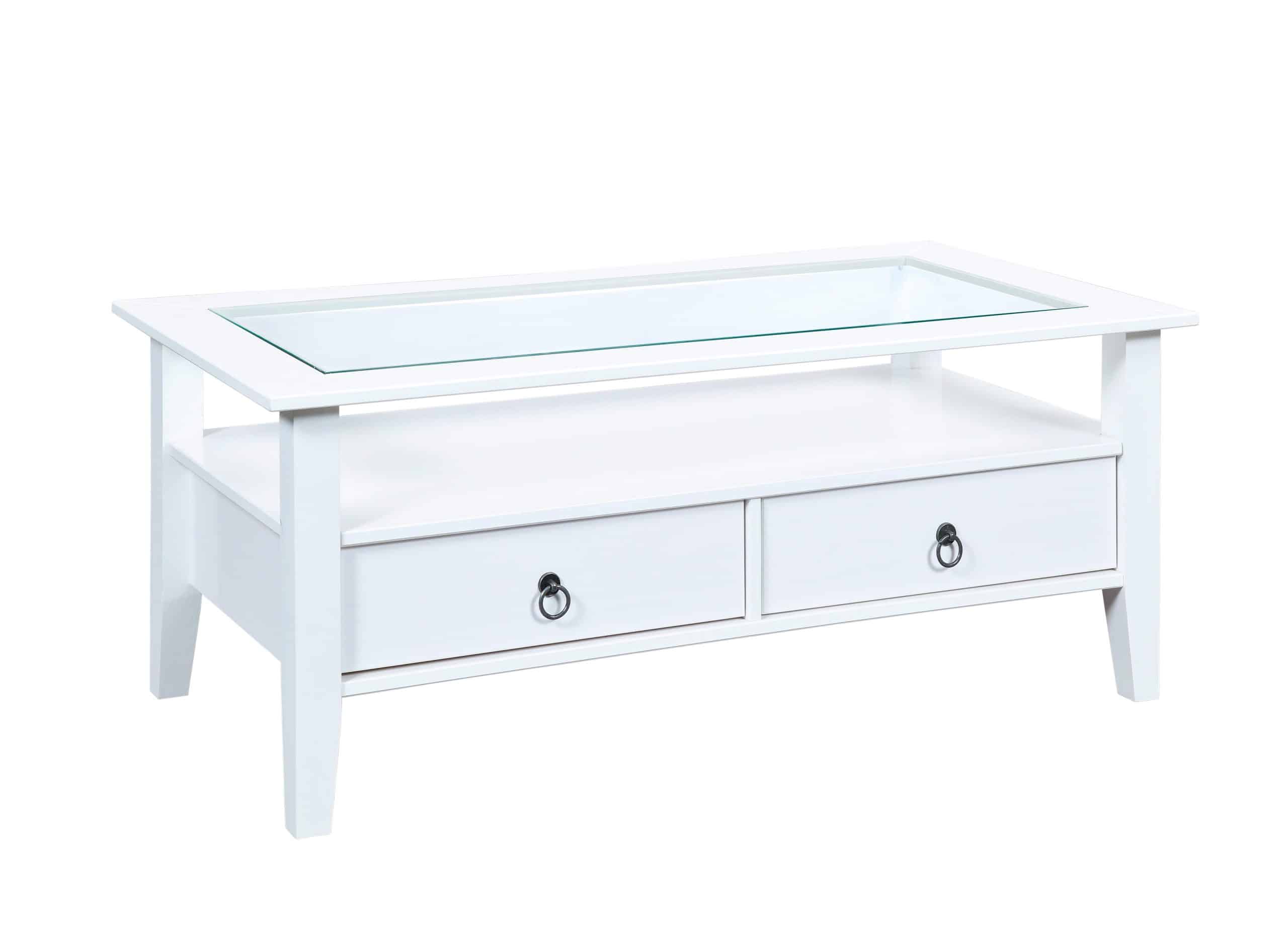 Inter Link Couchtisch Provence mit 2 Schubladen aus Kiefer Massivholz - Weiss