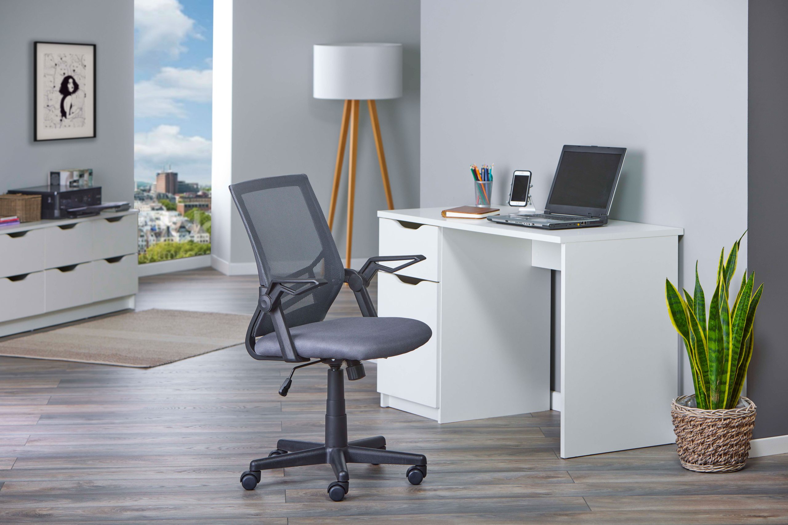 Inter Link Drehstuhl Bürostuhl mit Armlehnen Jilli -grau