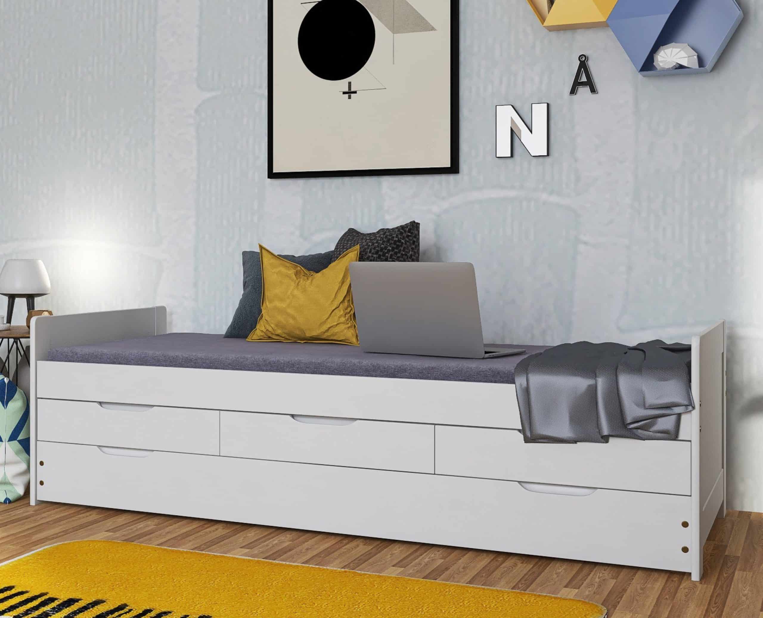 Inter Link Kinderbett Gästebett Desert Rain 90x200 cm inkl. Lattenrost - Kiefer Massivholz