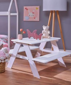 Inter Link Kindersitzgruppe Henning Spieltisch mit 1 Tisch und 2 Bänke - Weiß