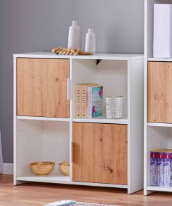 Inter Link Kommode Bücherregal Pepeto - Weiss und Eiche Artisan Nachbildung