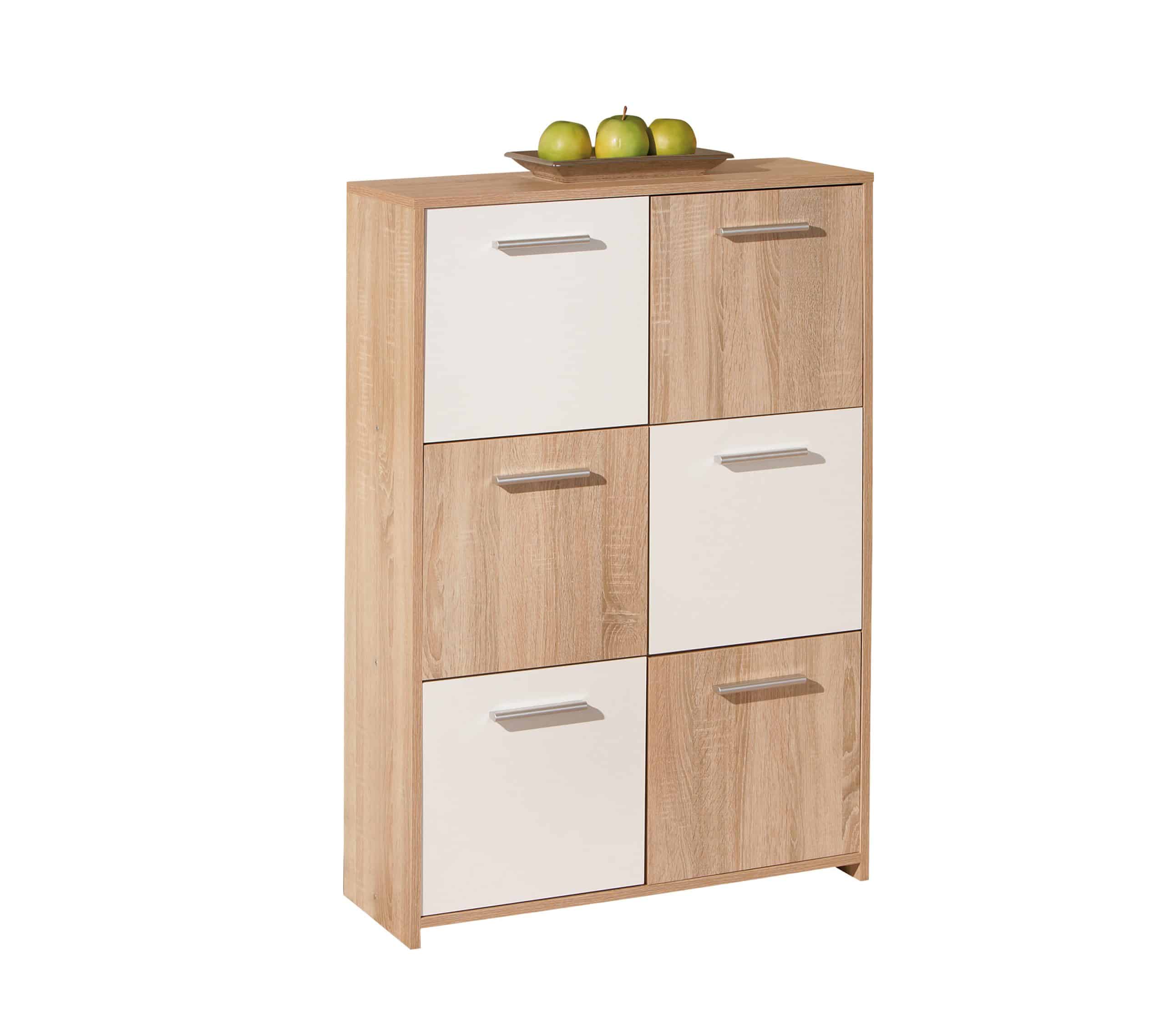 Inter Link Kommode Egadi 6 Türen in Sonoma-Eiche Nachbildung - Weiss