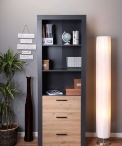 Inter Link Standregal Bücherregal Corbeto - Anthrazit und Eiche Artisan Nachbildung