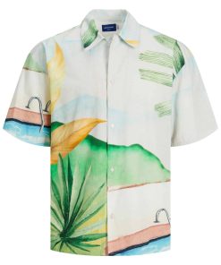 Jack & Jones Hemd Kurzarmhemd LANDSCAPE SHIRT mit Kentkragen