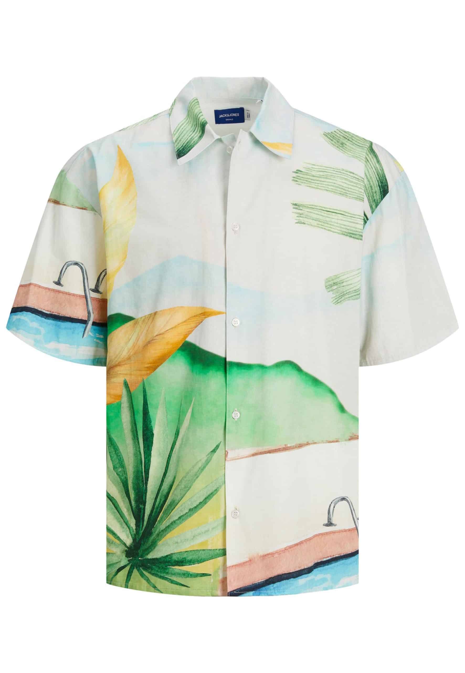 Jack & Jones Hemd Kurzarmhemd LANDSCAPE SHIRT mit Kentkragen