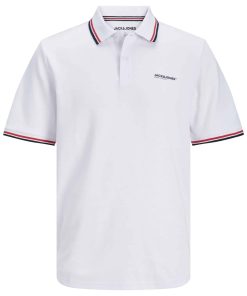 Jack & Jones Poloshirt CAMPA Polo Kurzarmshirt mit Kontraststreifen und Logo-Print