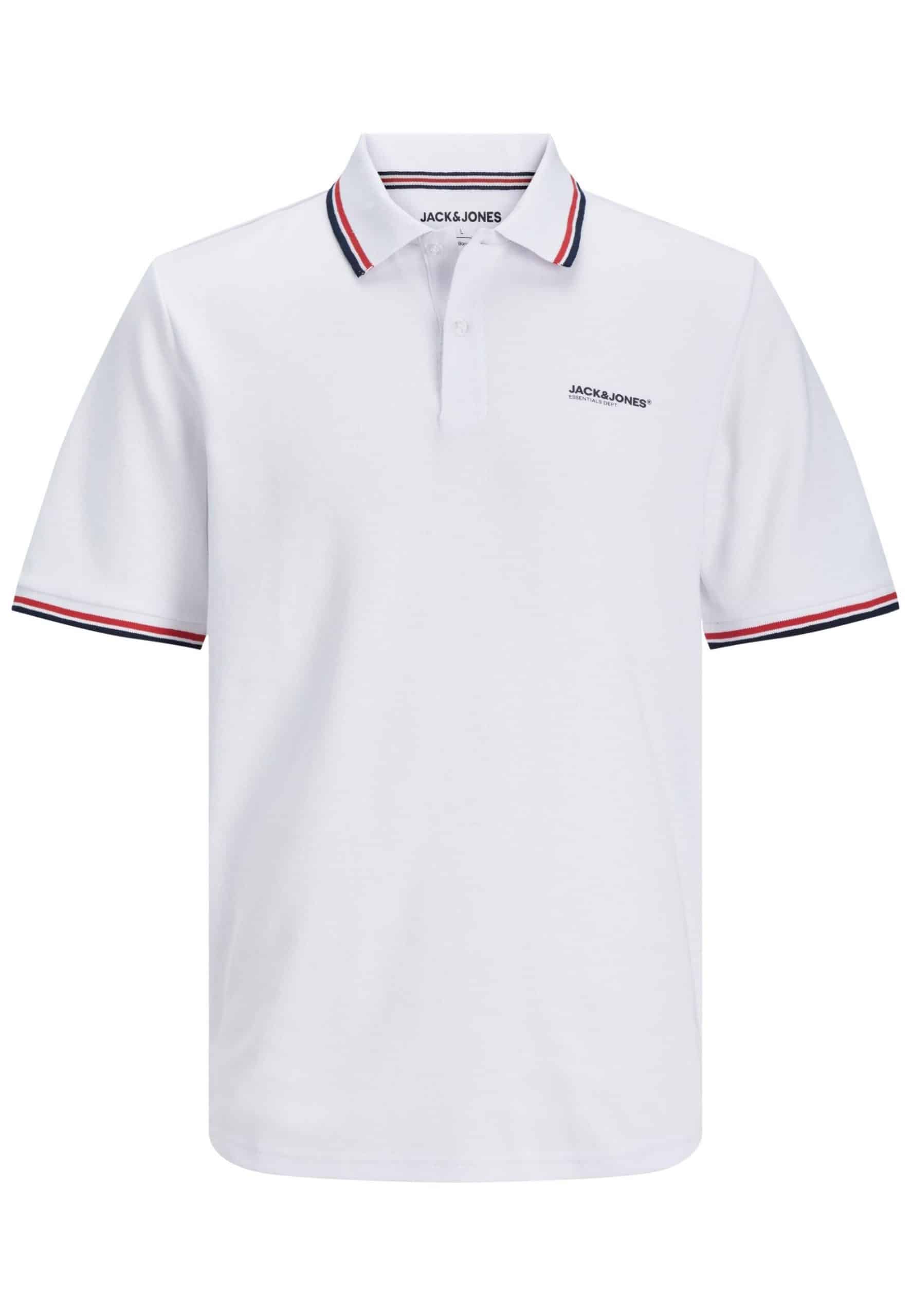 Jack & Jones Poloshirt CAMPA Polo Kurzarmshirt mit Kontraststreifen und Logo-Print