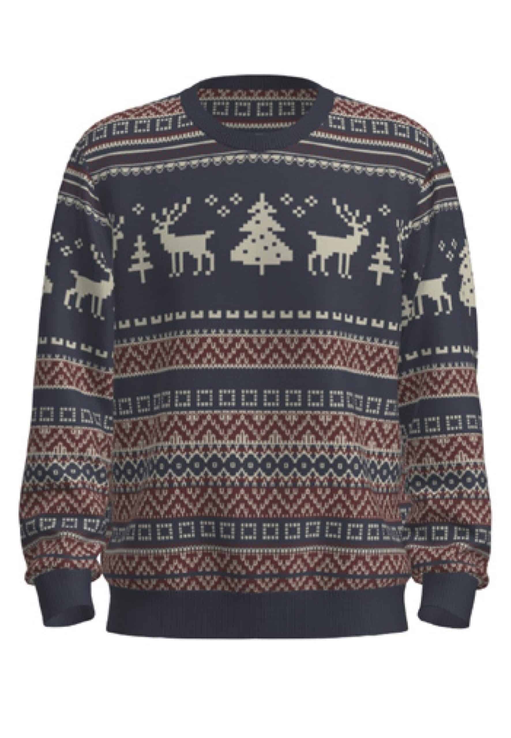 Jack & Jones Pullover XMAS SNOWBALL Strickpullover R-Neck