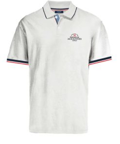 Jack & Jones Shirt Piqué-Poloshirt BLUWAVE POLO SS mit Rippbündchen und Logo-Stitching