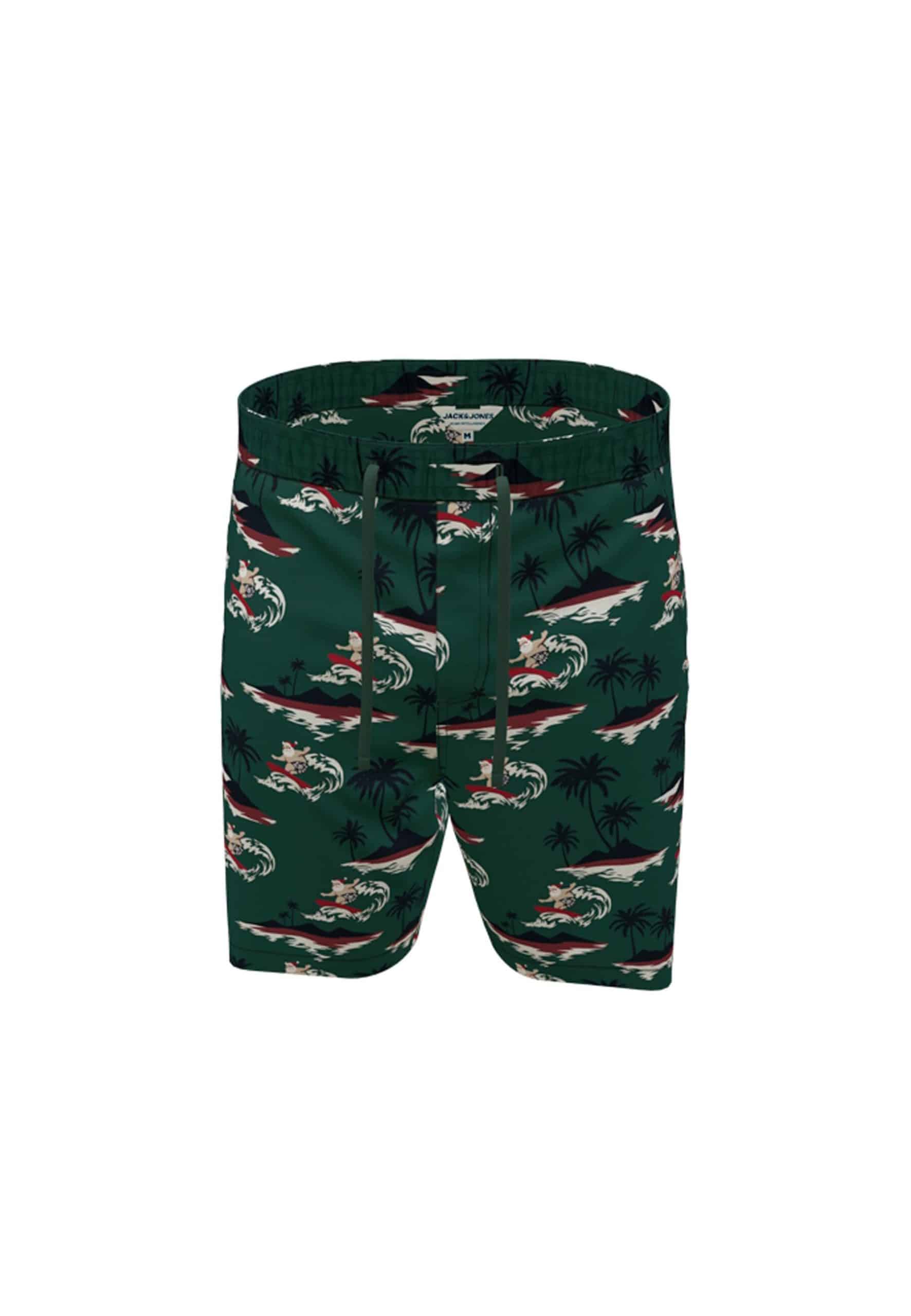 Jack & Jones Shorts Kurze Hose JPSTJEFF JJJOGGER SHORTS XMAS AKM mit Tunnelzug und Print-Motiv