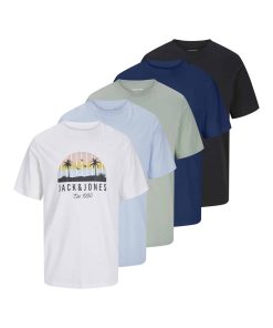 Jack & Jones T-Shirt PALM Kurzarmshirt 5er Pack