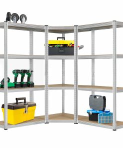 Juskys 3er Metall Regalsystem Easy   1 Eckregal & 2 Schwerlastregale   12 MDF Holz Böden   960kg