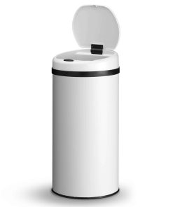 Juskys Automatik Mülleimer mit Sensor 40L - Abfalleimer mit elektrischem Deckel für Küche - Weiß