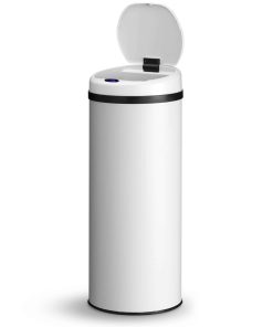 Juskys Automatik Mülleimer mit Sensor 50L - Abfalleimer mit elektrischem Deckel für Küche - Weiß