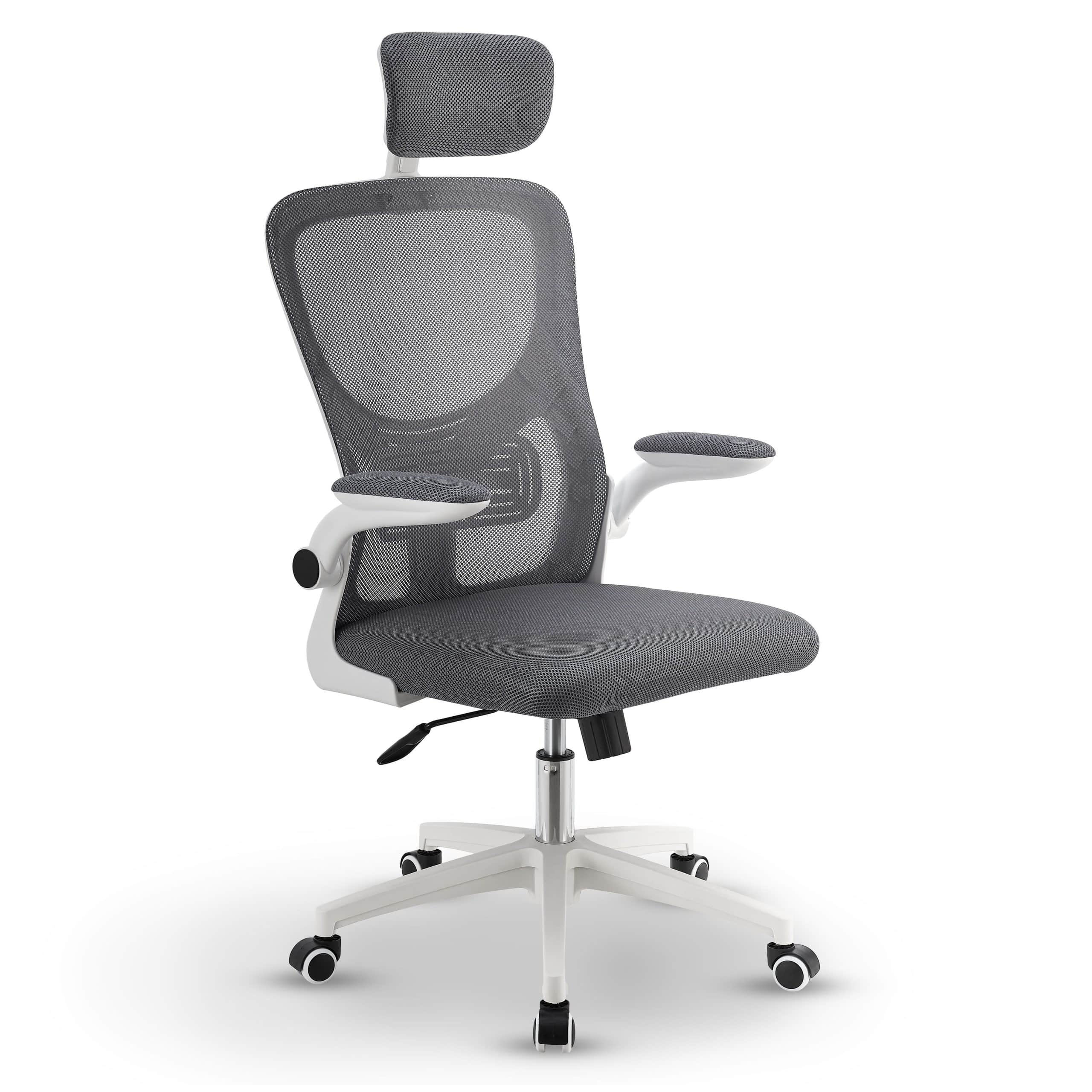 Juskys Bürostuhl Baltimore mit Rollen & Armlehne - Schreibtischstuhl ergonomisch - Stuhl - Grau