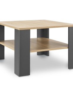 Juskys Couchtisch mit Ablage 60x60 cm - Beistelltisch für Bücher & Fernbedienung - Grau/Holzoptik