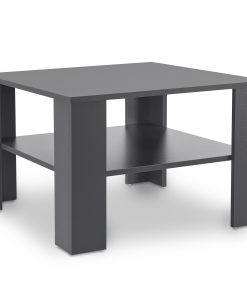 Juskys Couchtisch mit Ablage 60x60 cm - Beistelltisch für Zeitschriften & Fernbedienung - Dunkelgrau