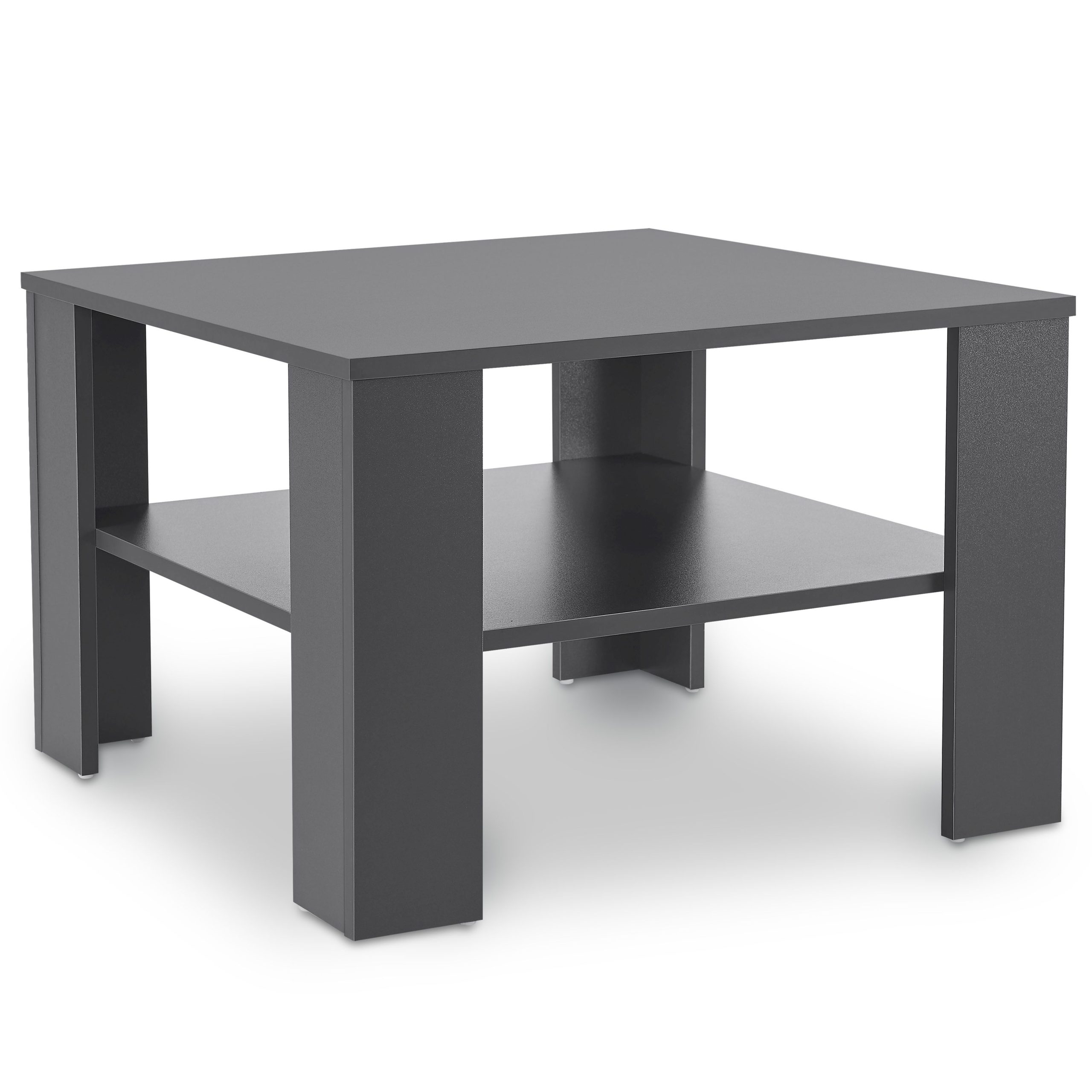 Juskys Couchtisch mit Ablage 60x60 cm - Beistelltisch für Zeitschriften & Fernbedienung - Dunkelgrau