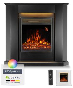 Juskys Elektrokamin – Standkamin mit Heizung & Kaminfeuer – Flammeneffekt